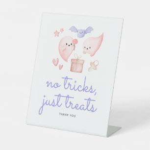 No Tricks, Just Treats Halloween Baby Shower Gift Pedestal Sign