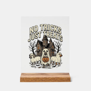 No Tricks Just Treats Halloween Dachshund Ghost De Acrylic Sign
