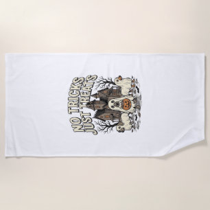 No Tricks Just Treats Halloween Dachshund Ghost De Beach Towel