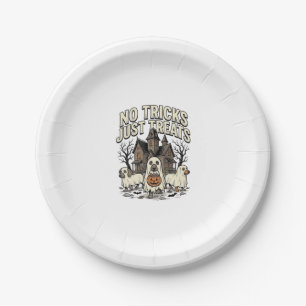 No Tricks Just Treats Halloween Dachshund Ghost De Paper Plate