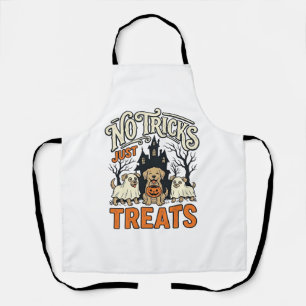 No Tricks Just Treats Halloween Dog Ghost Shirt_1 Apron