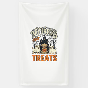 No Tricks Just Treats Halloween Dog Ghost Shirt_1 Banner