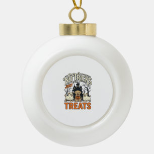 No Tricks Just Treats Halloween Dog Ghost Shirt_1 Ceramic Ball Christmas Ornament
