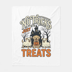 No Tricks Just Treats Halloween Dog Ghost Shirt_1 Fleece Blanket