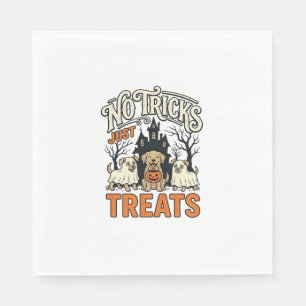 No Tricks Just Treats Halloween Dog Ghost Shirt_1 Napkin