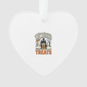 No Tricks Just Treats Halloween Dog Ghost Shirt_1 Ornament