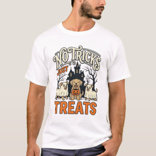 No Tricks Just Treats Halloween Dog Ghost Shirt_1 T-Shirt