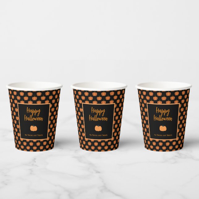 No tricks just treats Halloween orange pumpkins Paper Cups (Multi)