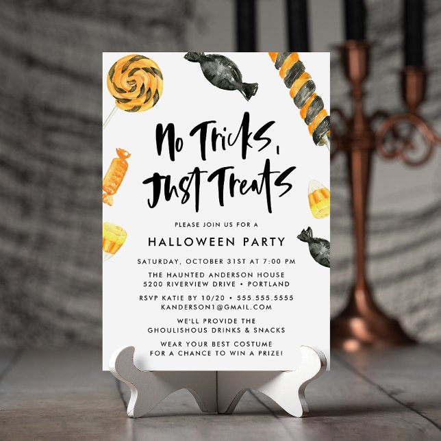 No Tricks Just Treats Halloween Party Invitation (Creator Uploaded)