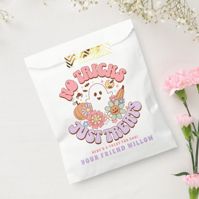 No Tricks Just Treats Halloween Retro Groovy Ghost Favour Bags (Sealed)