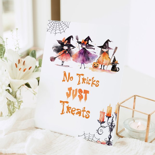 No tricks just treats Halloween witches party Pedestal Sign (Creator Uploaded)