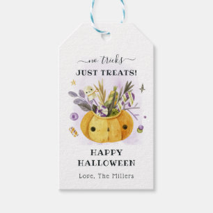 No Tricks Just Treats   Jack-o'-lantern Halloween Gift Tags