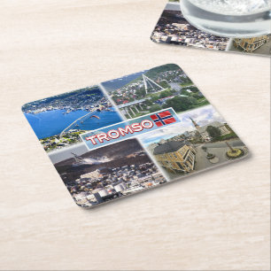 NO Tromso - Aerial View - Artic Cathedral Square Paper Coaster