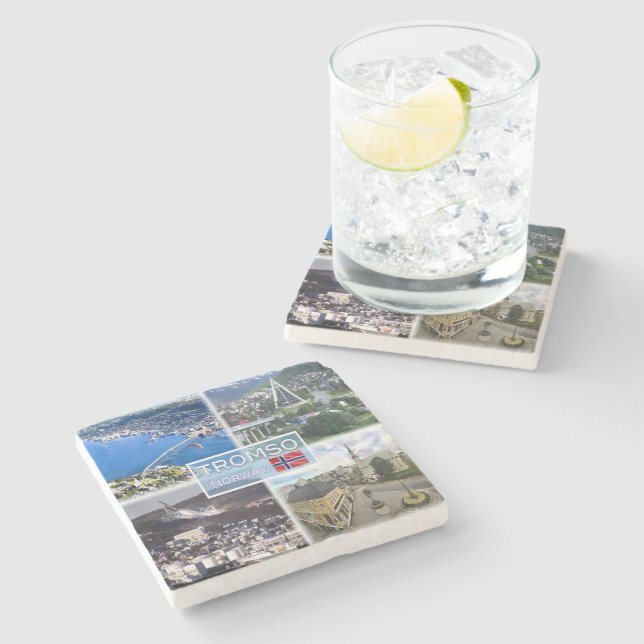 NO Tromso - Aerial View - Artic Cathedral - Stone Coaster (Side)