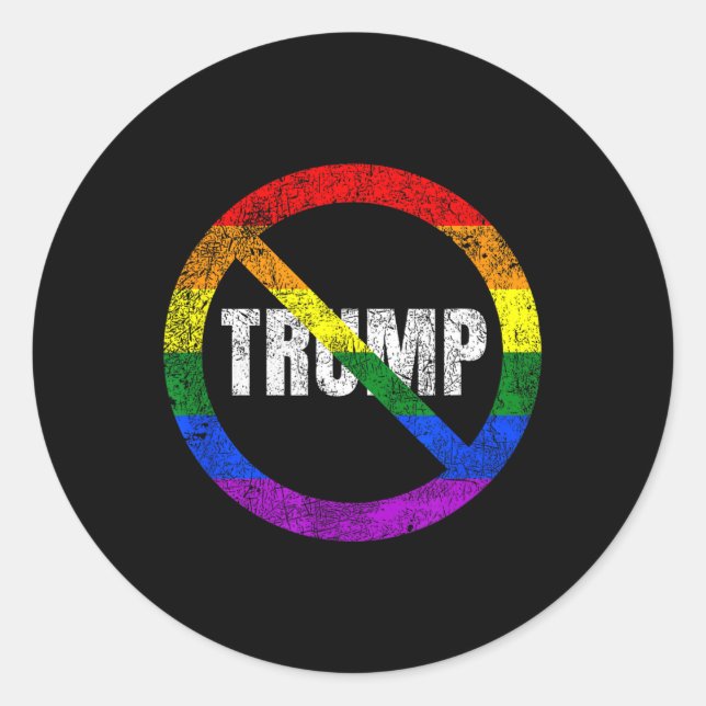 No Trump Anti Trump Rainbow Flag Gay Pride  Classic Round Sticker (Front)