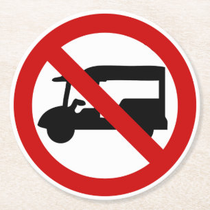 NO Tuk-Tuk TAXI ⚠ Thai Road Sign ⚠ Round Paper Coaster