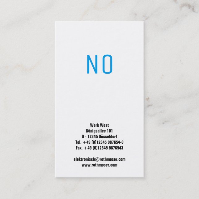 No! Typography Playful Business Card (Front)