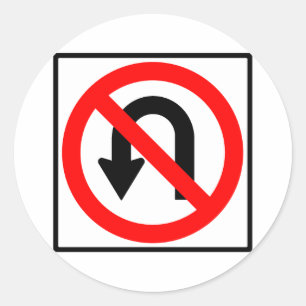 No U-Turn Highway Sign Classic Round Sticker