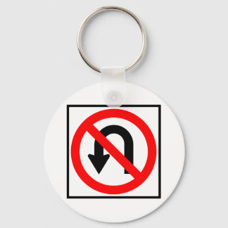 No U-Turn Highway Sign Key Ring