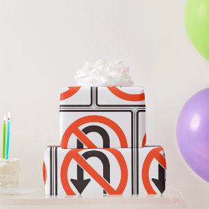 No U-Turn Sign Traffic Safety Road Symbol Wrapping Paper