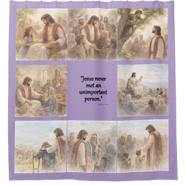 No unimportant person shower curtain (Front)