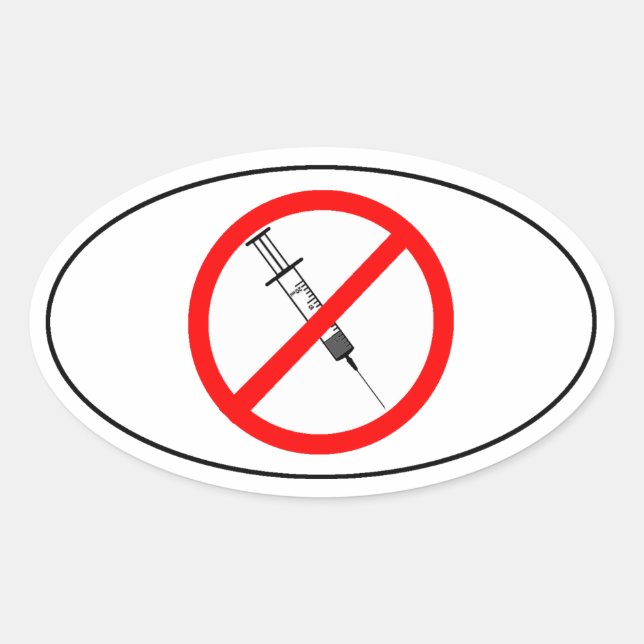 No Vaccines Oval Sticker (Front)