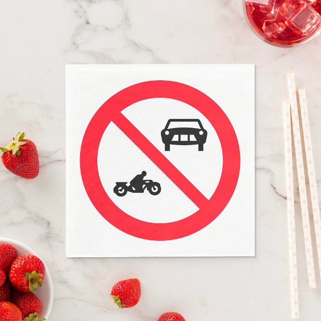 No Vehicles Road Sign Napkin (Creator Uploaded)