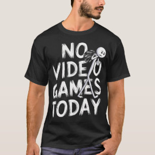 No Video Games Today Funny Sad Gamer Stick Man Bun T-Shirt