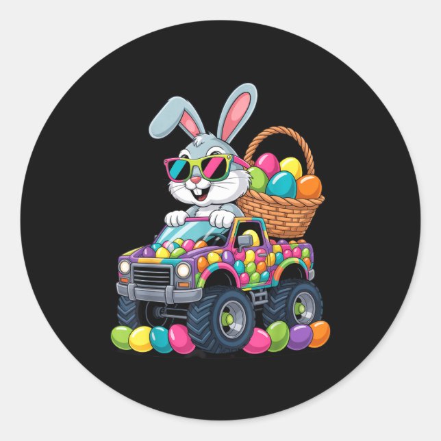 No Visible Text Detected, Funny Easter Bunny Kids  Classic Round Sticker (Front)