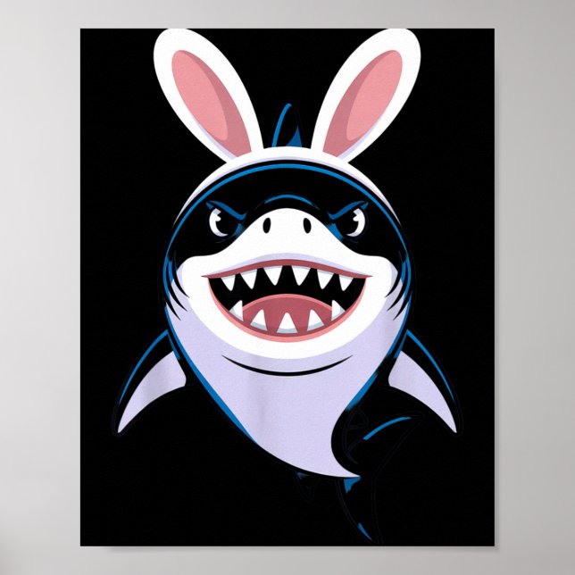 No Visible Text Detected Funny Shark Easter Costum Poster (Front)