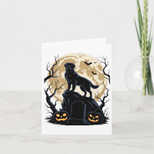 No Visible Text Detected. Spooky Halloween Dog Lov Card