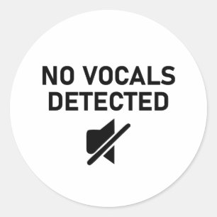No Vocals Detected Minimal Audio Design Classic Round Sticker