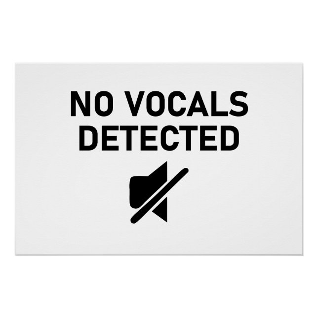 No Vocals Detected Minimal Audio Design Poster (Front)