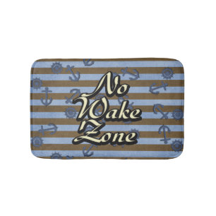 No Wake Zone Nautical Ship Anchors And Wheels Bath Mat