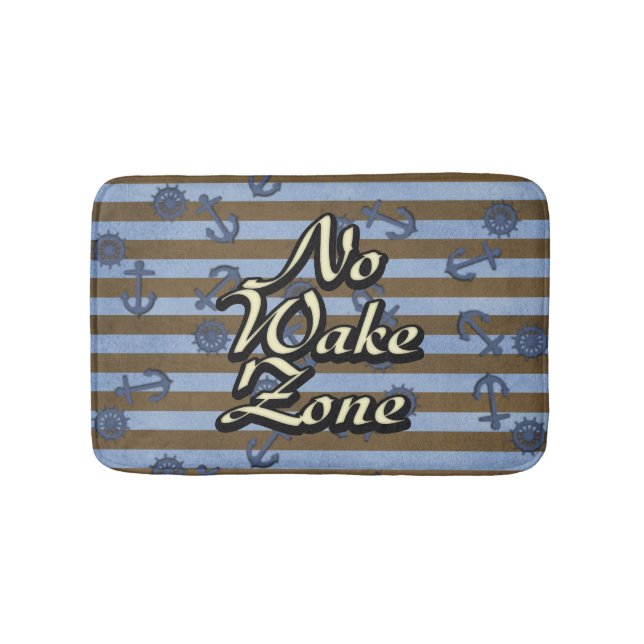 No Wake Zone Nautical Ship Anchors And Wheels Bath Mat (Front)