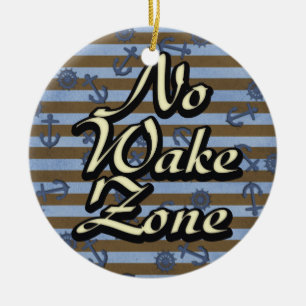 No Wake Zone Nautical Ship Anchors And Wheels Ceramic Tree Decoration
