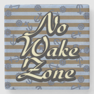 No Wake Zone Nautical Ship Anchors And Wheels Stone Coaster