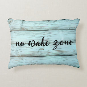 No Wake Zone On Retro Rustic Wood Decorative Cushion