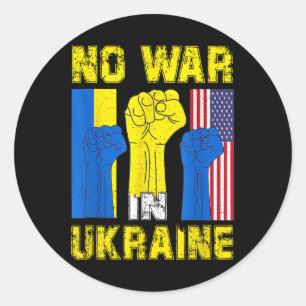 No War In Ukraine Support American Ukrainian Flag Classic Round Sticker