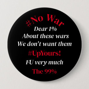 #No War Typography 10 Cm Round Badge