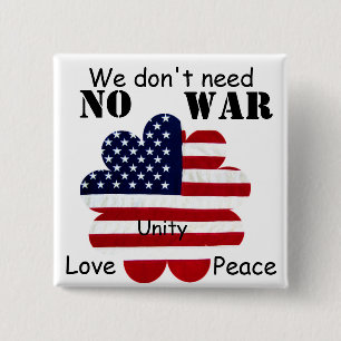 No War!Unity,Love,Peace_ 15 Cm Square Badge