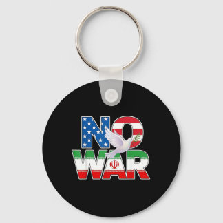 No War Vintage Dove Iran USA Flag Key Ring