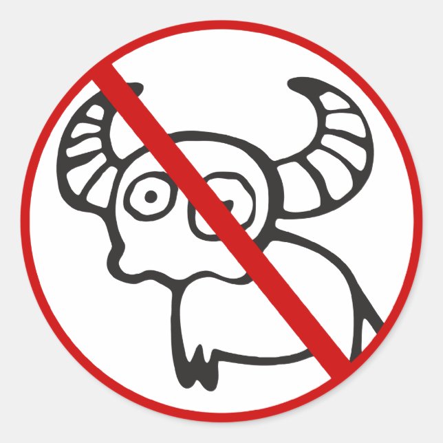 NO Water Buffalo ⚠ Funny Asian Thai Sign ⚠ Classic Round Sticker (Front)