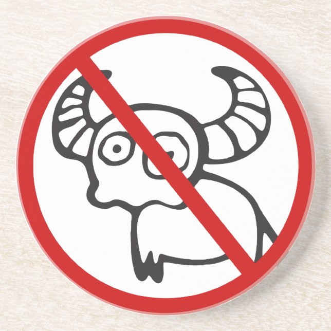 NO Water Buffalo ⚠ Funny Asian Thai Sign ⚠ Coaster (Front)