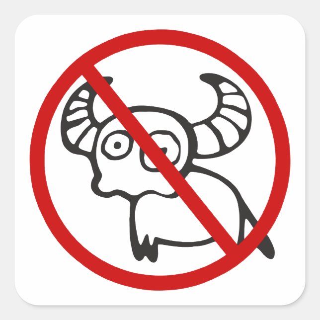 NO Water Buffalo ⚠ Funny Asian Thai Sign ⚠ Square Sticker (Front)