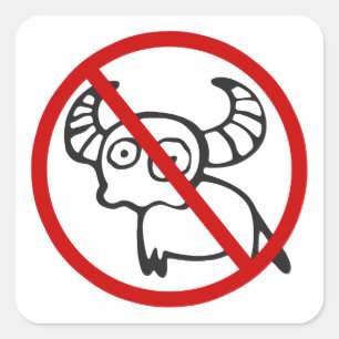 NO Water Buffalo ⚠ Funny Asian Thai Sign ⚠ Square Sticker