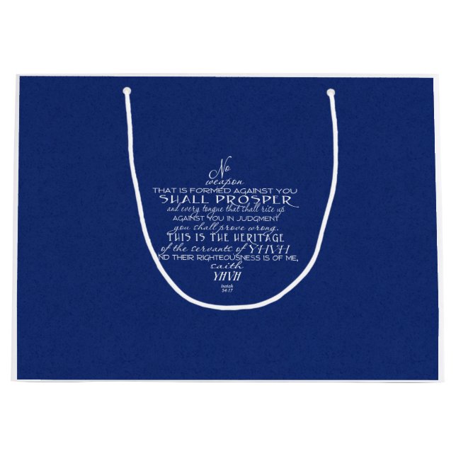 No Weapon Star of David Blue Large Gift Bag (Front)
