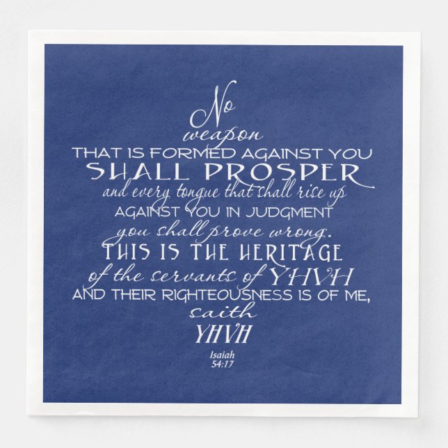 No Weapon Star of David Blue Napkin (Front)