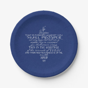 No Weapon Star of David Blue Paper Plate