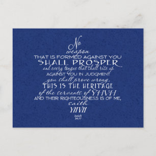 No Weapon Star of David Blue Postcard